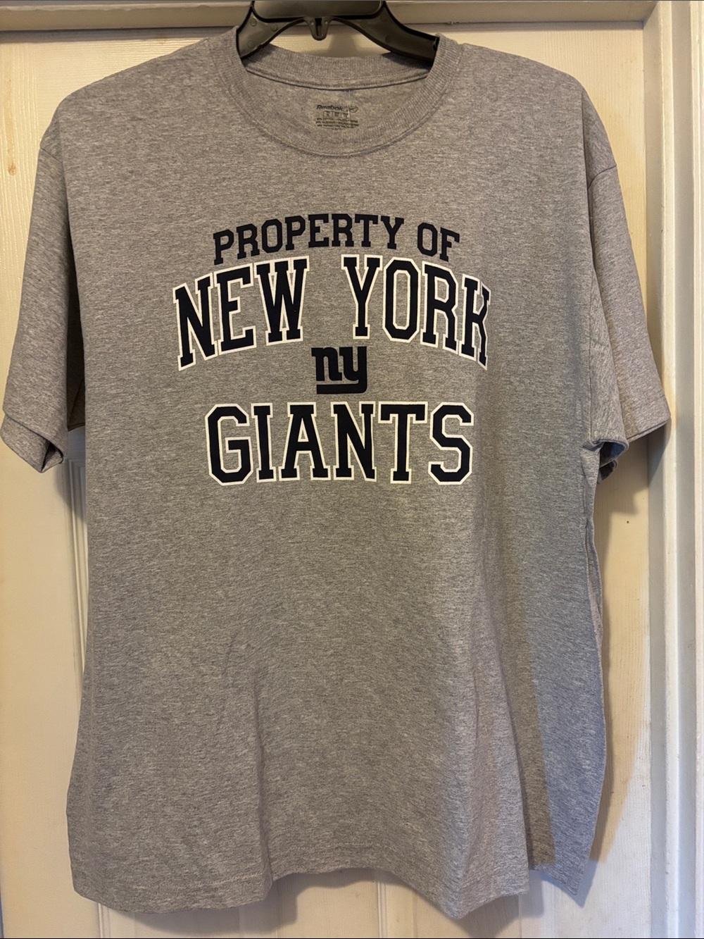 Reebok Gray "Property of New York Giants" Short Sleeve Tee NWOT Size XL